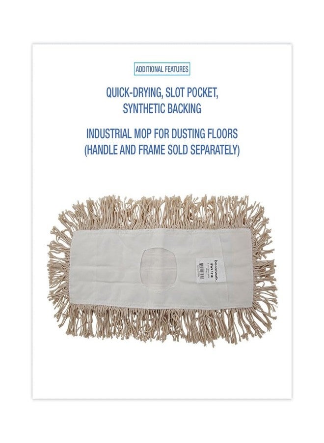 Boardwalk BWK1318 18 in. x 5 in. Industrial Hygrade Cotton Dust Mop Head - White - Image 5