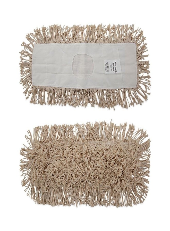 Boardwalk BWK1318 18 in. x 5 in. Industrial Hygrade Cotton Dust Mop Head - White - Image 2