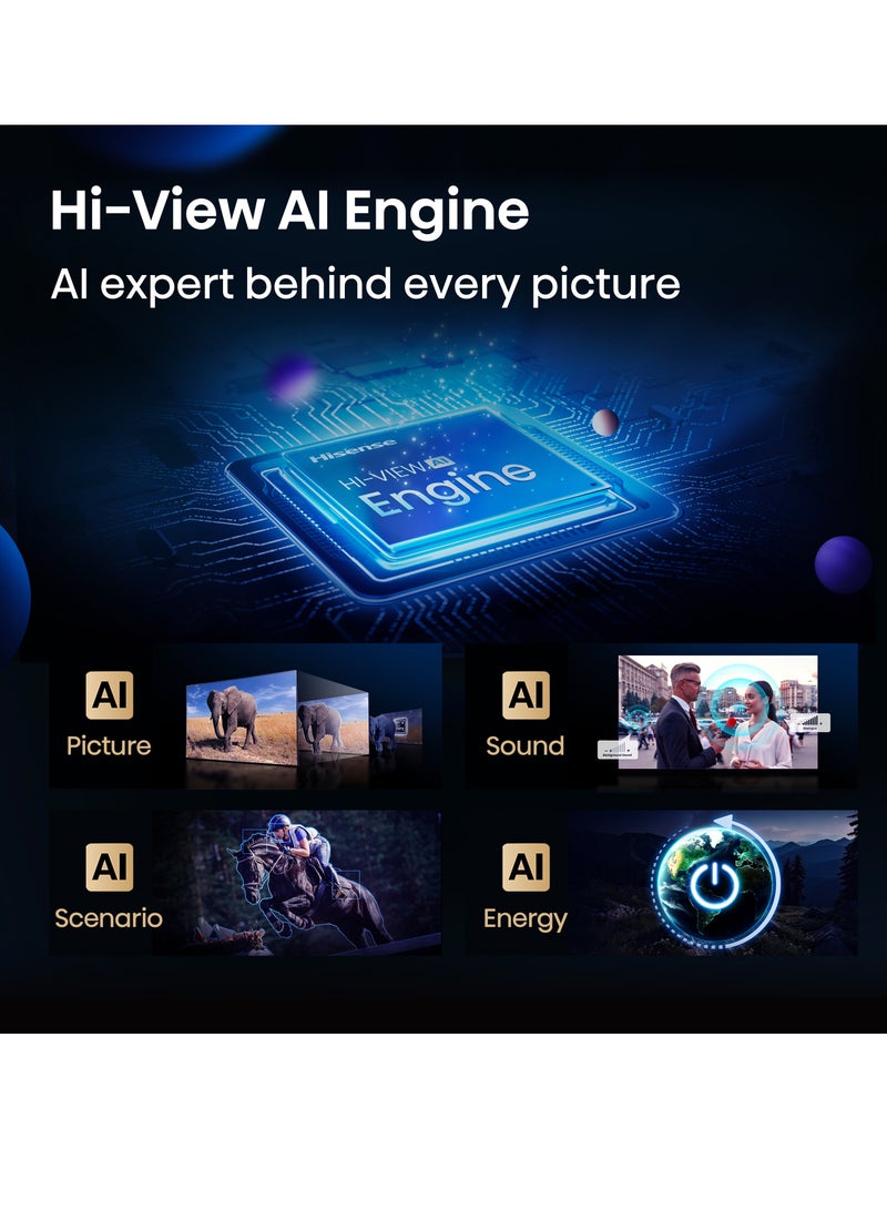 هايسنس Hisense 55 Inch U6 Pro ULED MiniLED 4K VIDAA Smart TV, 144 Hz, , AI Engine, Builtin Subwoofer (55U6Q-PRO) 55U6Q-PRO Black - Image 4