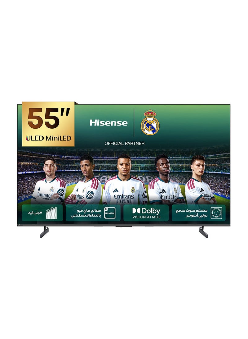 هايسنس Hisense 55 Inch U6 Pro ULED MiniLED 4K VIDAA Smart TV, 144 Hz, , AI Engine, Builtin Subwoofer (55U6Q-PRO) 55U6Q-PRO Black - Image 1