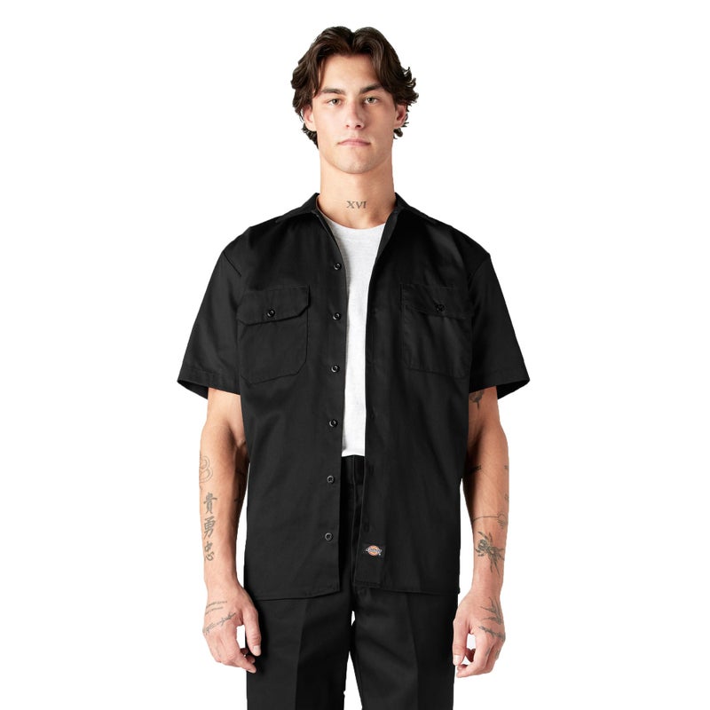Dickies Short Sleeve Work Shirt, Black, S - Image 1