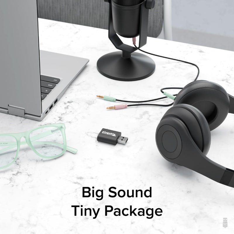Plugable USB Audio Adapter with 3.5mm Speaker-Headphone and Microphone Jack, Add an External Stereo Sound Card to Any PC, Compatible with Windows, Mac, and Linux - Driverless - Image 3