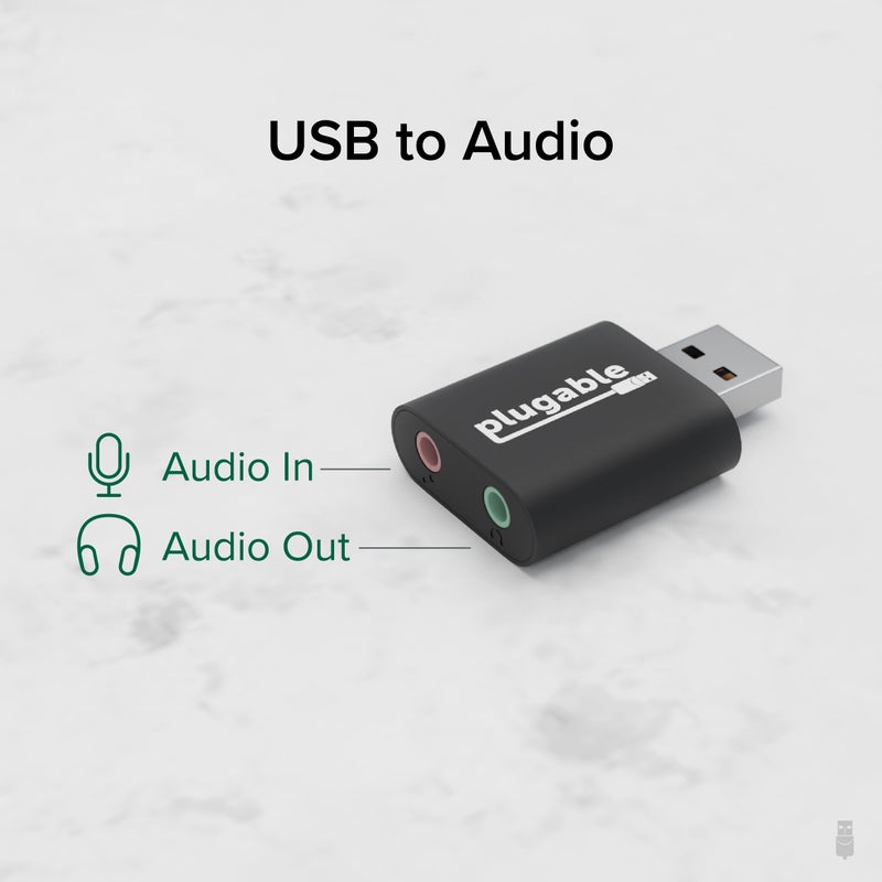 Plugable USB Audio Adapter with 3.5mm Speaker-Headphone and Microphone Jack, Add an External Stereo Sound Card to Any PC, Compatible with Windows, Mac, and Linux - Driverless - Image 2