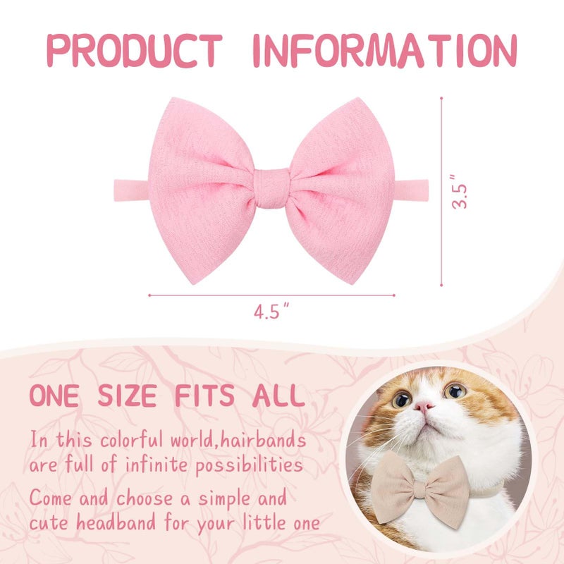 YanJie Baby Girls 4.5" Nylon Headbands, Handmade Hair Bows Hairbands Hair Accessories for Newborn Infant Toddlers Kids, 3 Pieces, Light Pink/White/Beige - Image 4