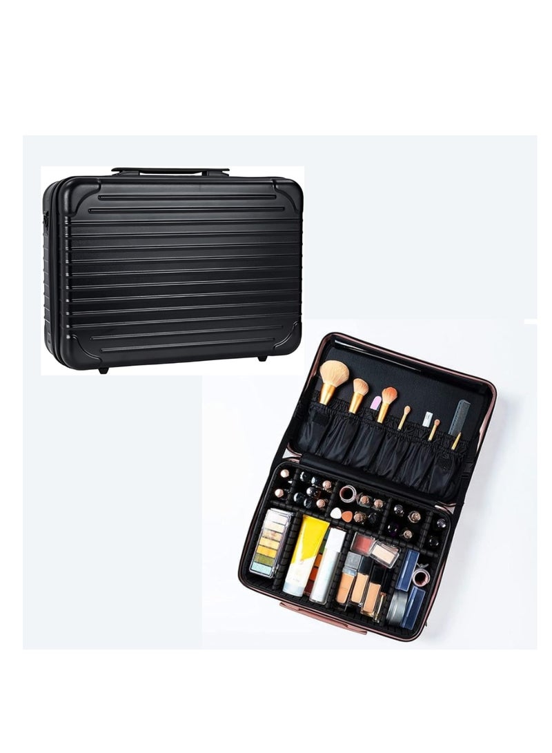 Globalstar Portable Black Makeup Bag - Professional Makeup Train Case & Travel Organizer - Image 1