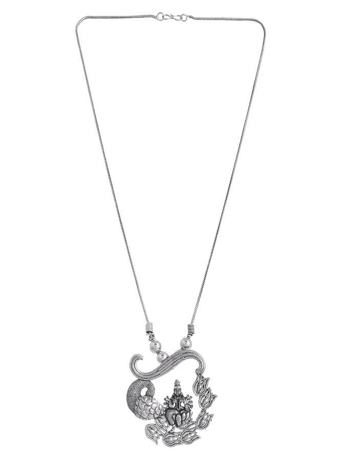 Naman Arts Oxidised Peacock Spread Pendant Necklace for Women | Antique Mor Bird Charm | Pure Brass Lightweight Ethnic Boho Chain Necklace - Image 2