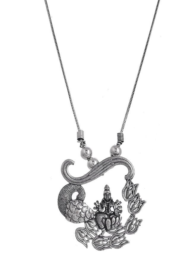 Naman Arts Oxidised Peacock Spread Pendant Necklace for Women | Antique Mor Bird Charm | Pure Brass Lightweight Ethnic Boho Chain Necklace - Image 1