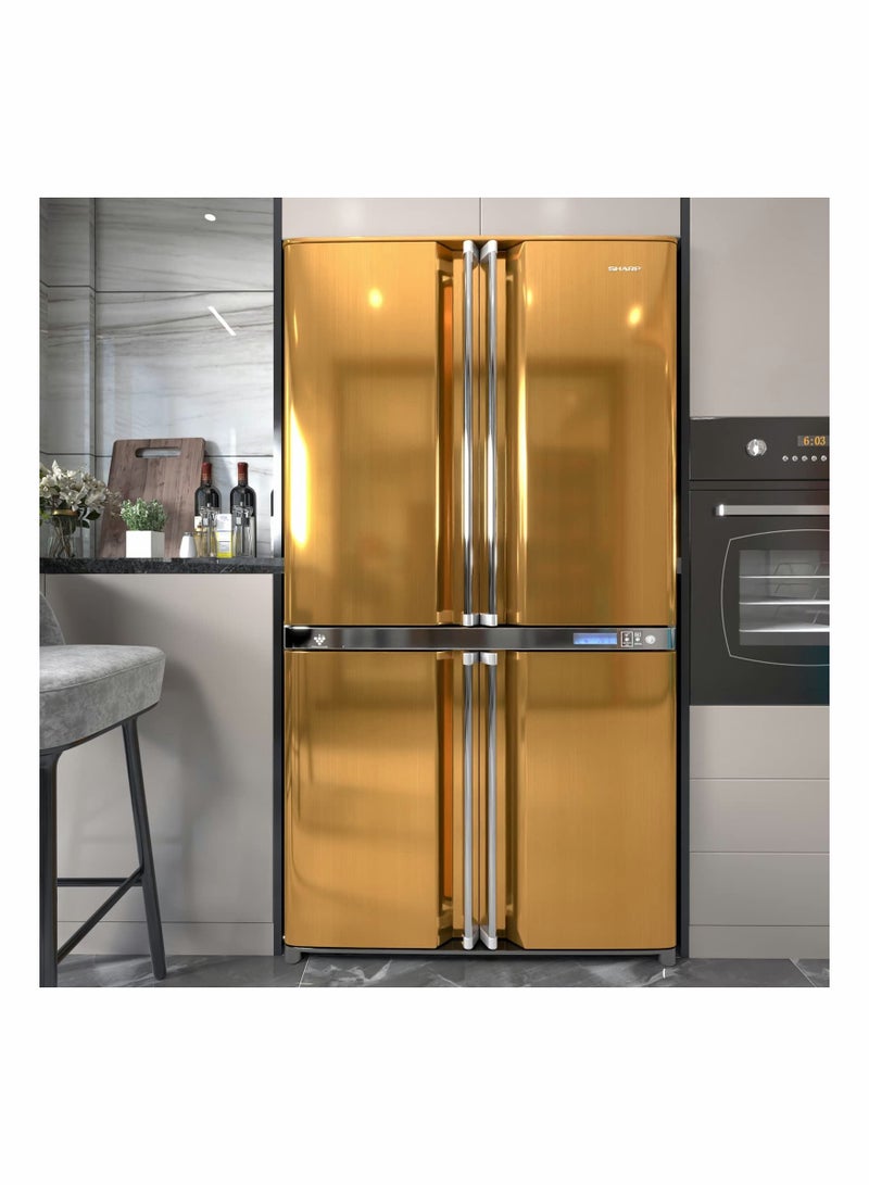 SYOSI Gold Wallpaper Peel and Stick Wallpaper Contact Paper Gold Metallic Wallpaper Golden Metal Look Wallpaper Stainless Steel Self Adhesive Appliances Wallpaper DIY Cabinets Liner Decor  - Image 2