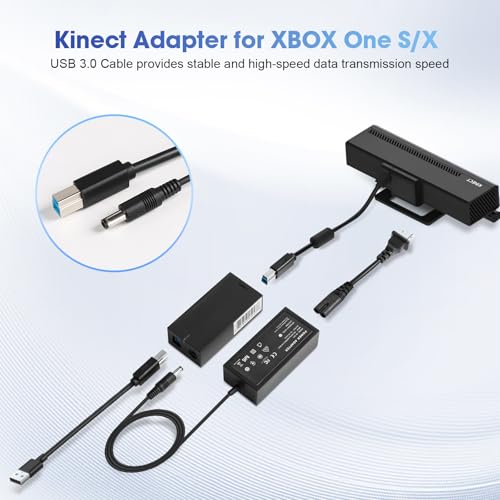 E EGOWAY Kinect Adapter for Xbox One S, Xbox One X, and Windows 10/8.1/8 PC Kinect 2.0 3.0 Sensor AC Adapter Power Supply - Image 4