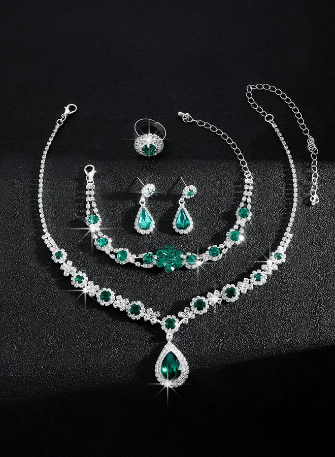 Take Two Styli Rhinestone Flower Necklace, Earrings, Ring and Bracelet Set - Image 2