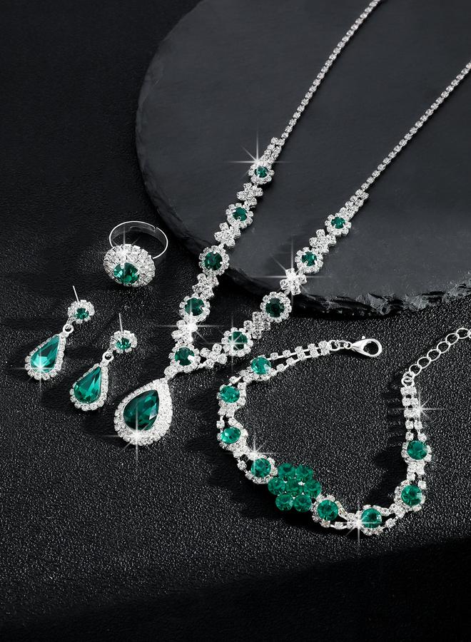 Take Two Styli Rhinestone Flower Necklace, Earrings, Ring and Bracelet Set - Image 3