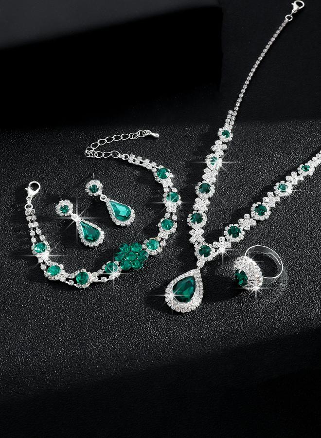 Take Two Styli Rhinestone Flower Necklace, Earrings, Ring and Bracelet Set - Image 4