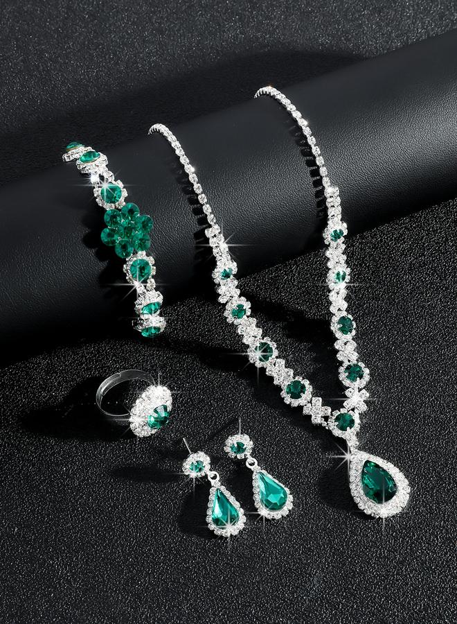 Take Two Styli Rhinestone Flower Necklace, Earrings, Ring and Bracelet Set - Image 5