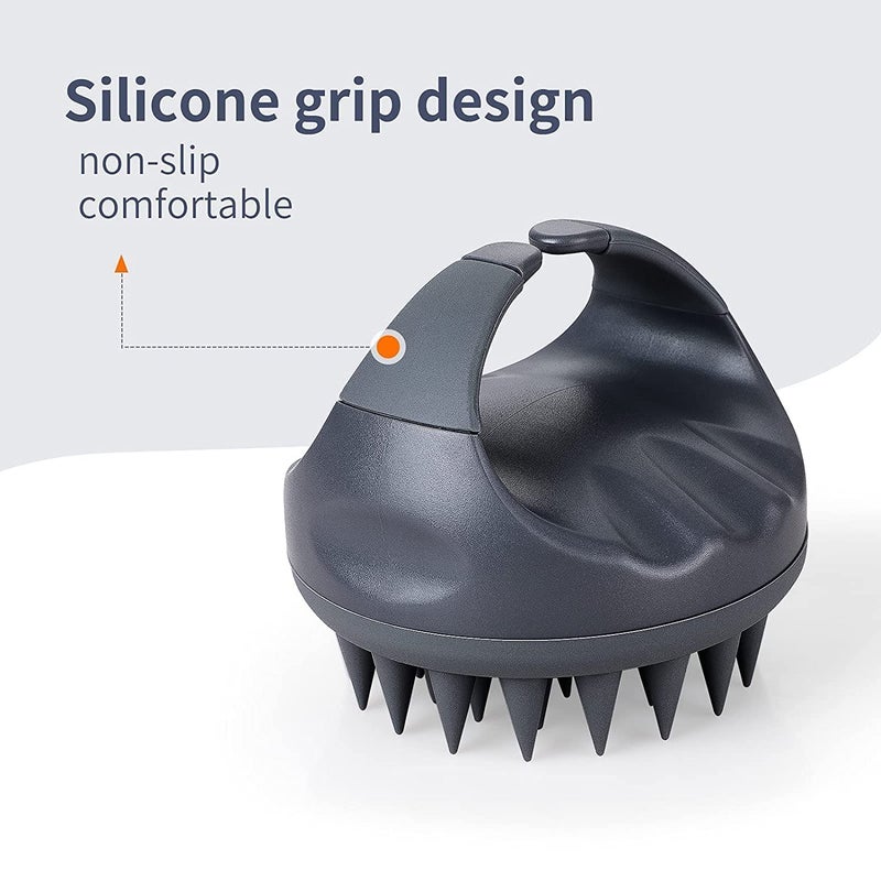 Valkyrie فرشاة شامبو لتدليك فروة الرأس، جسم من قش القمح مع شعيرات سيليكون ناعمة، مقشر فروة الرأس، مقشر فروة الرأس | إزالة القشرة، يمنع تساقط الشعر للرجال والنساء (رمادي 110) - Image 4