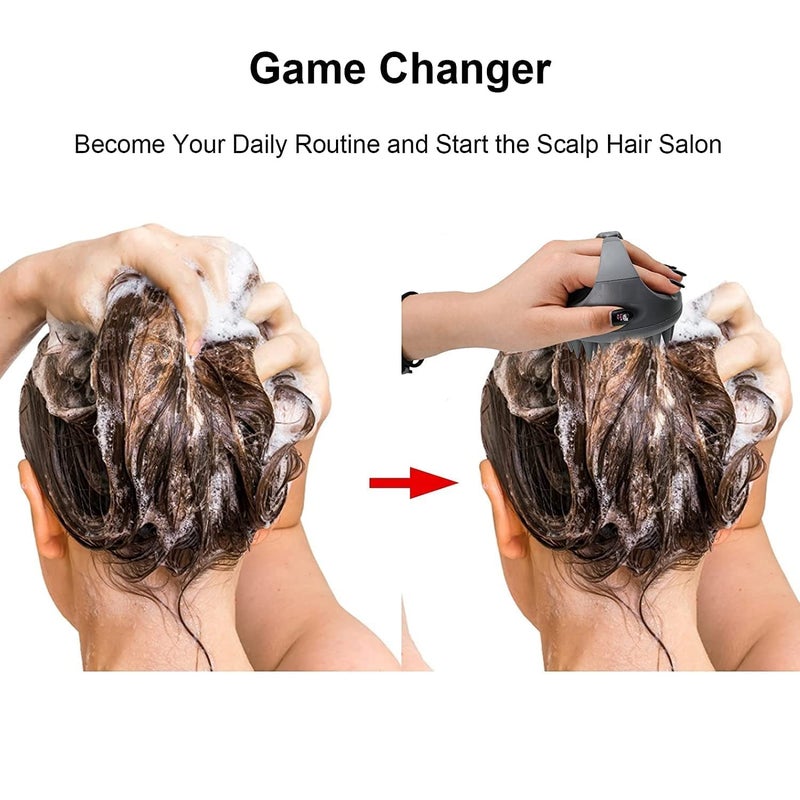 Valkyrie فرشاة شامبو لتدليك فروة الرأس، جسم من قش القمح مع شعيرات سيليكون ناعمة، مقشر فروة الرأس، مقشر فروة الرأس | إزالة القشرة، يمنع تساقط الشعر للرجال والنساء (رمادي 110) - Image 3