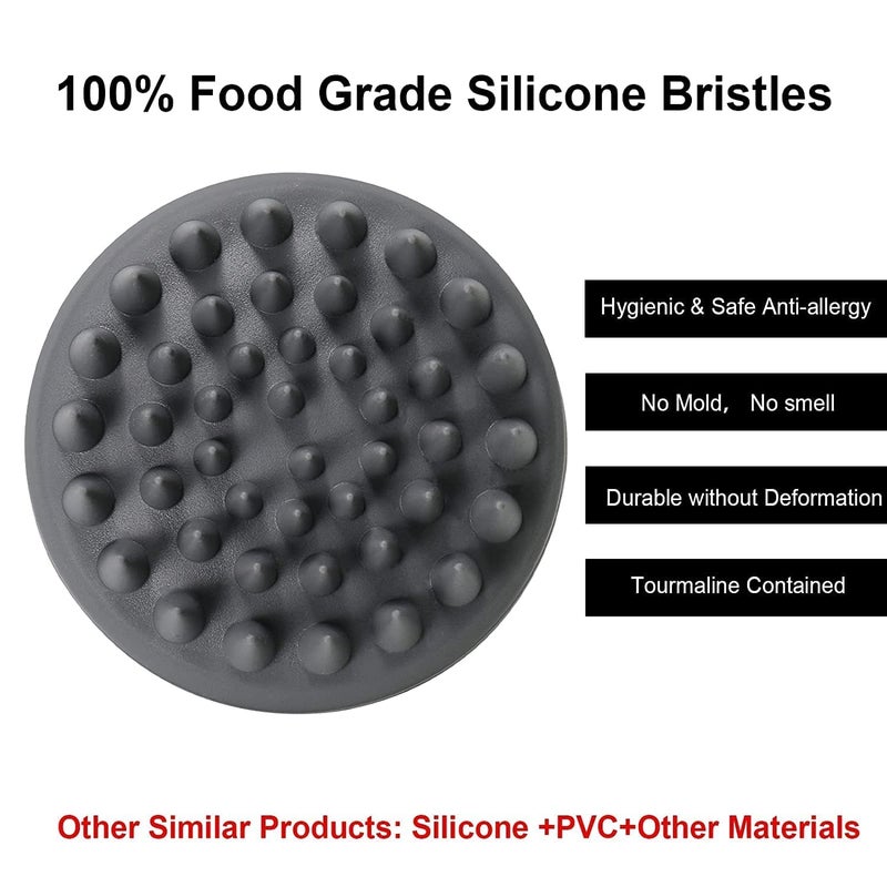 Valkyrie فرشاة شامبو لتدليك فروة الرأس، جسم من قش القمح مع شعيرات سيليكون ناعمة، مقشر فروة الرأس، مقشر فروة الرأس | إزالة القشرة، يمنع تساقط الشعر للرجال والنساء (رمادي 110) - Image 5