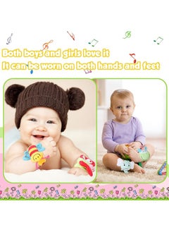 Jerify 4 Pieces Baby Wrist Rattles Animal Pattern Newborn Rattle Foot Rattles Toy for Babies Boy Girl Infant Birthday Gifts Educational Toys, 4 Designs (Elephant, Donkey, Butterfly, Honeybee)  - Image 4