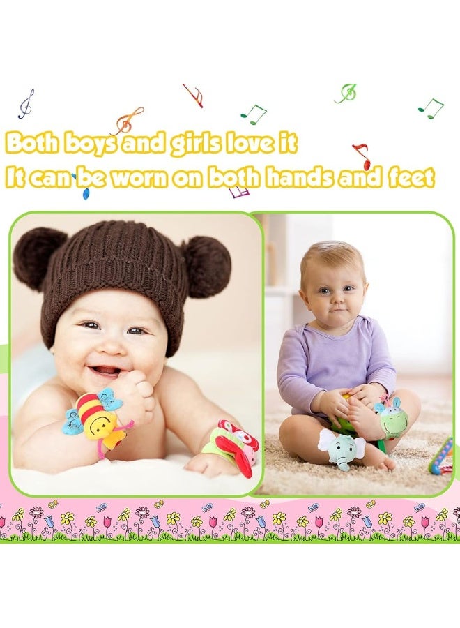 Jerify 4 Pieces Baby Wrist Rattles Animal Pattern Newborn Rattle Foot Rattles Toy for Babies Boy Girl Infant Birthday Gifts Educational Toys, 4 Designs (Elephant, Donkey, Butterfly, Honeybee) - Image 4