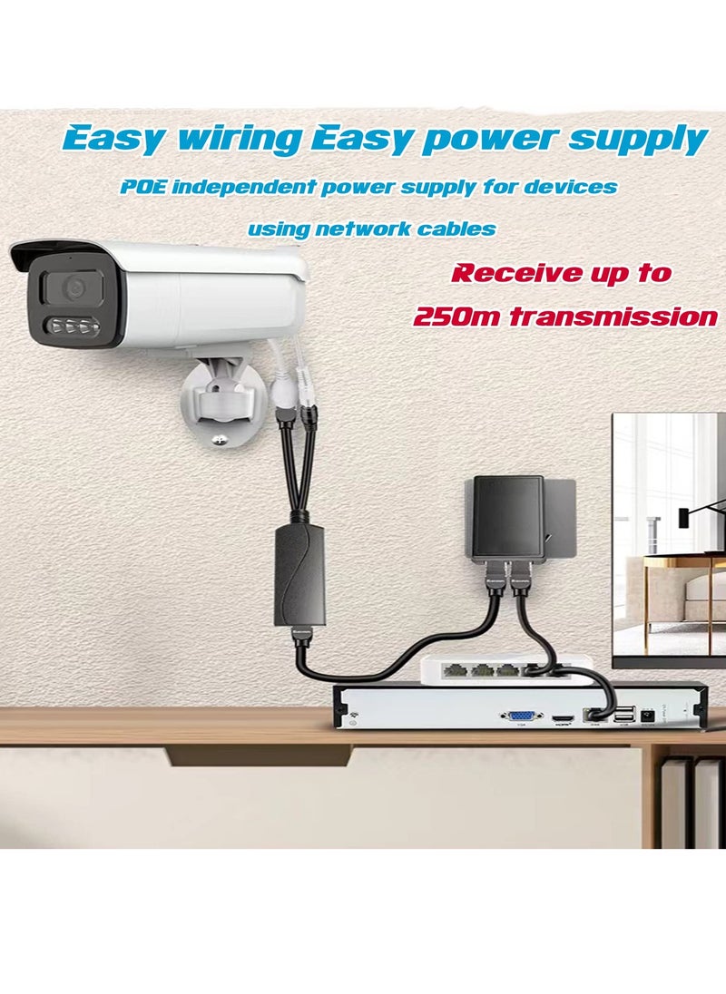 Excefore - Gigabit PoE Splitter 12V 2A, with IEEE 802.3af/at Complian 10-100-1000Mbps Power Over Ethernet Splitter Adapter, for Security IP Camera, Voip Phone, AP, CCTV Surveillance - Image 1