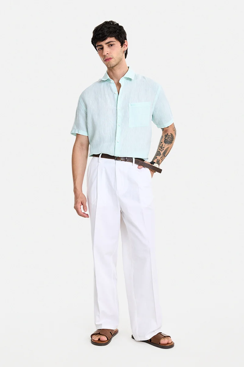 SNITCH Mint Solid Half Sleeve Regular Fit Shirt