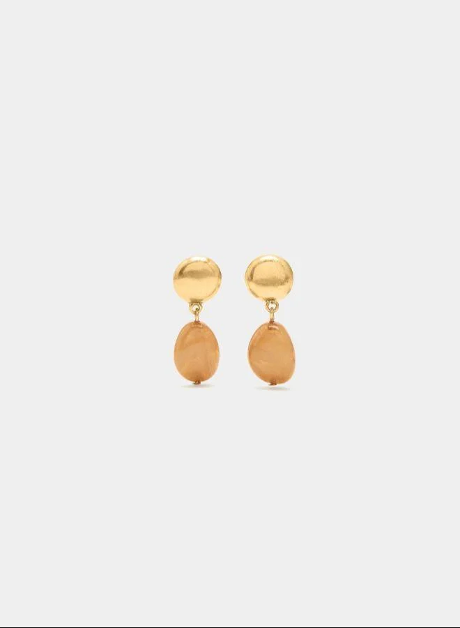 PARFOIS Beige Oval earrings with stone effect for Women | Best Price UAE