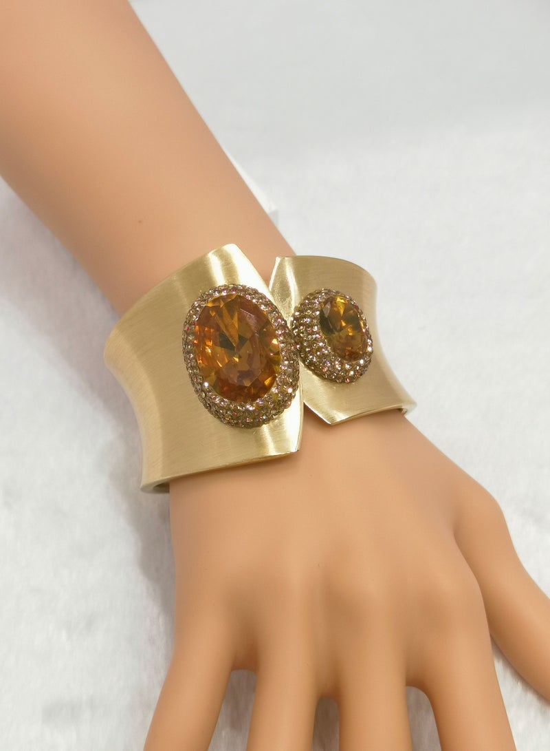 Amber-Inspired Gemstone Women's Luxury Accessories Handcrafted Designer Luxury Gold-Plated Bracelet  - Image 3