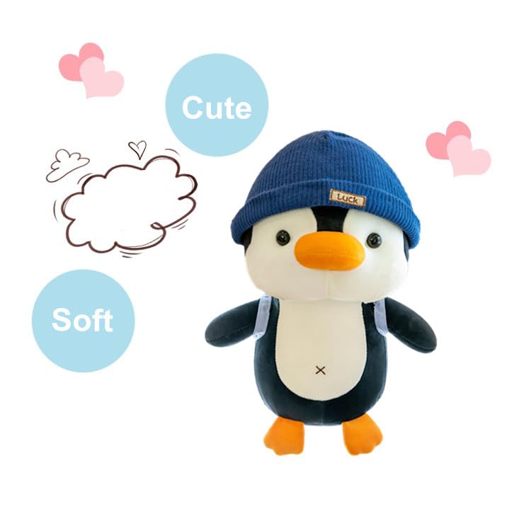BSVOME 9 inches Penguin Stuffed Animals Soft Plush Cute Travel with Hat Backpack Doll for Boys Girls - Image 3