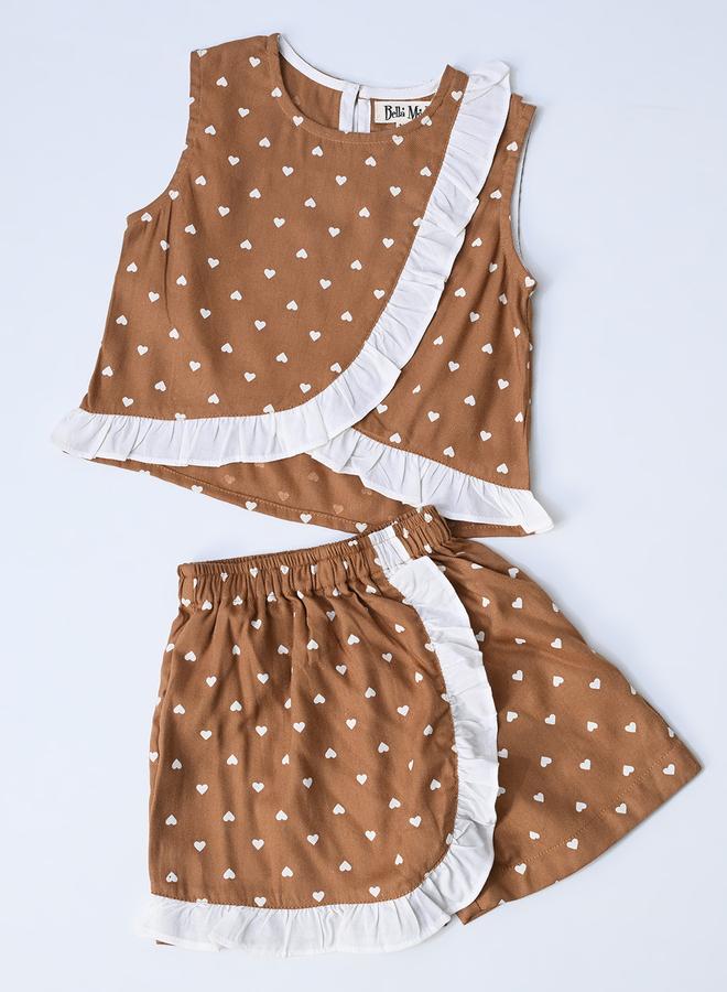 بيلا مودا طقم بلوزة وشورت بطبعات وحواف مكشكشة من بيلا مودا - Image 5