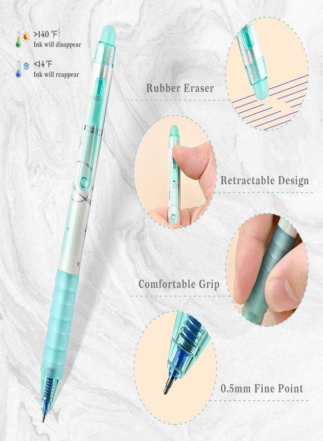 Temiary 12 Pcs Retractable Erasable Gel Pens, Gel Ink Pen with Eraser, 0.5 mm Fine Point Smooth Writing for Journaling Note Taking Crossword Puzzles (Blue Ink) - Image 3