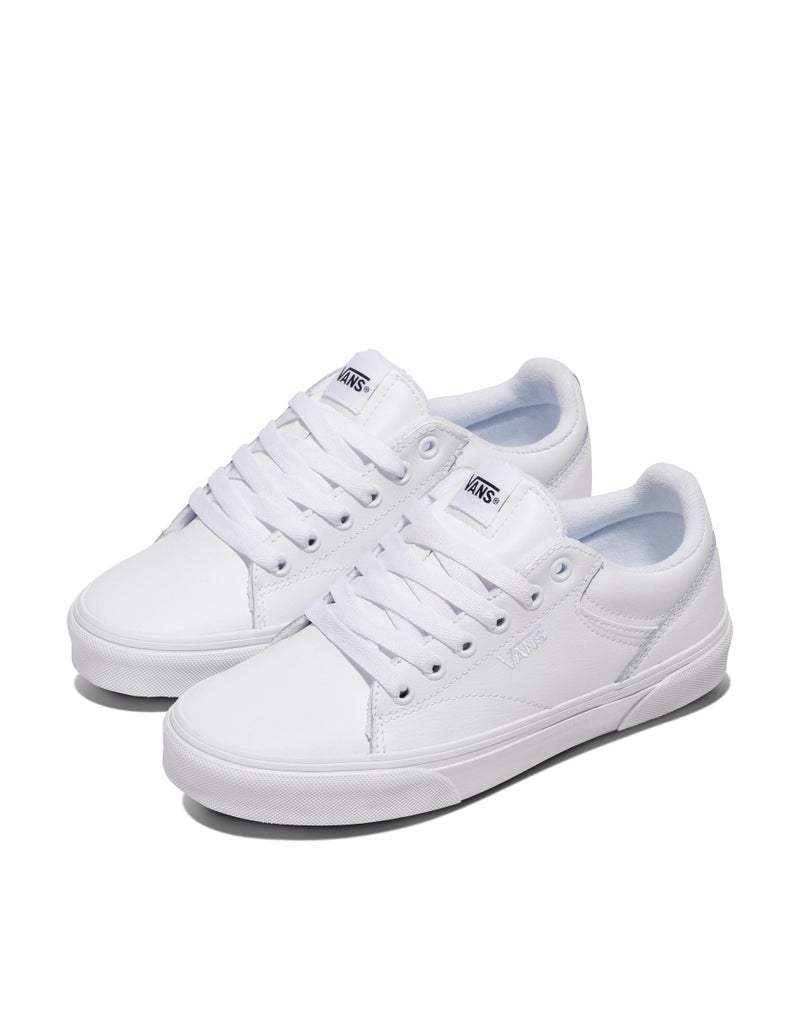 Vans Women's Seldan Shoe - Retro Tennis Inspired Sneakers for Fashion & Work. (Tumble) White/White. 7.5 - Image 2