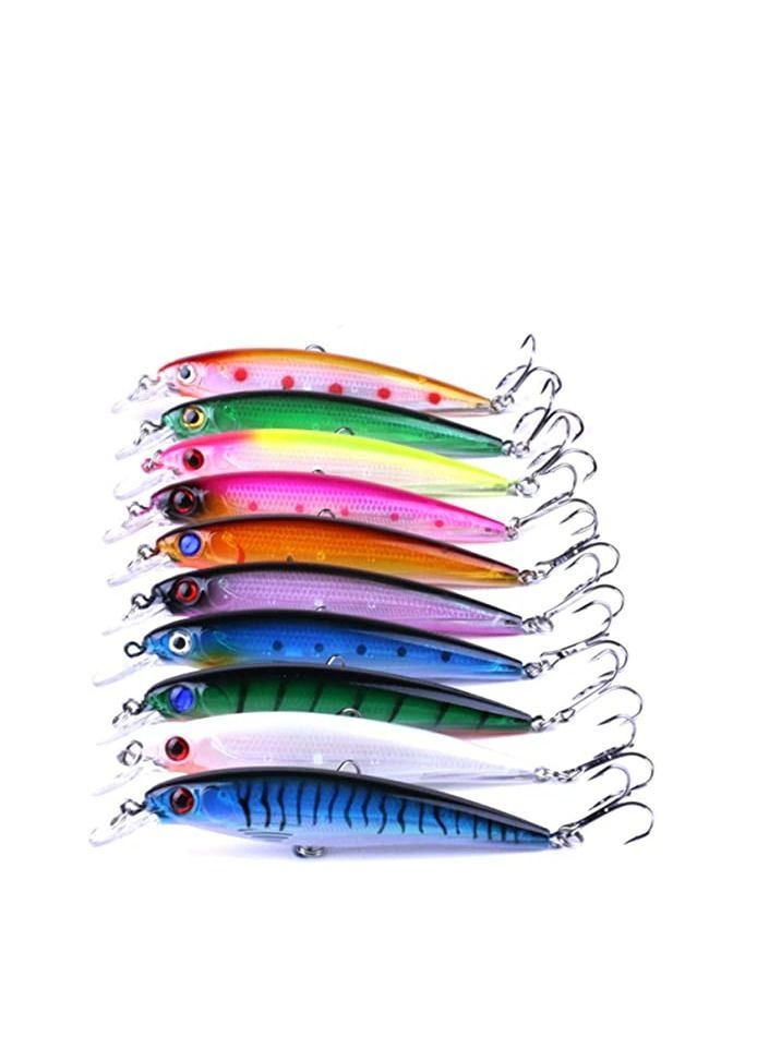 Y&D Fishing Lures, 10Pcs Lure Artificial Floating Minnow Hard Bait Swimbait Tackle Set with Treble Hooks Sinking Metal Spoons Micro Jigging for Outdoor - Image 1