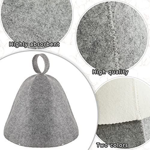 JaGely Sauna Hat for Men Women Sauna Hat Vaporarium Cap Russian Banya Cap for Bath House Accessories(Gray, White,2 Pieces) - Image 3