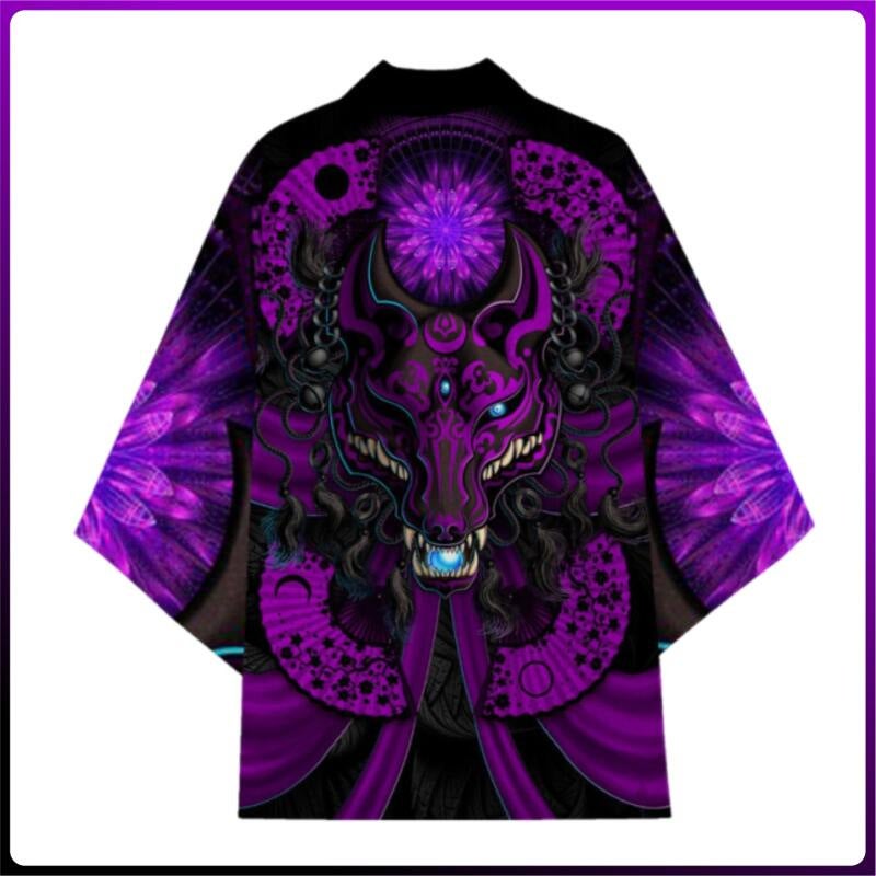 2023 New National Trend Chinese Style Harajuku Retro Cardigan Kimono Japanese Style Hundred Ghost Night Walk Asura Haori Cloak Men - Image 1
