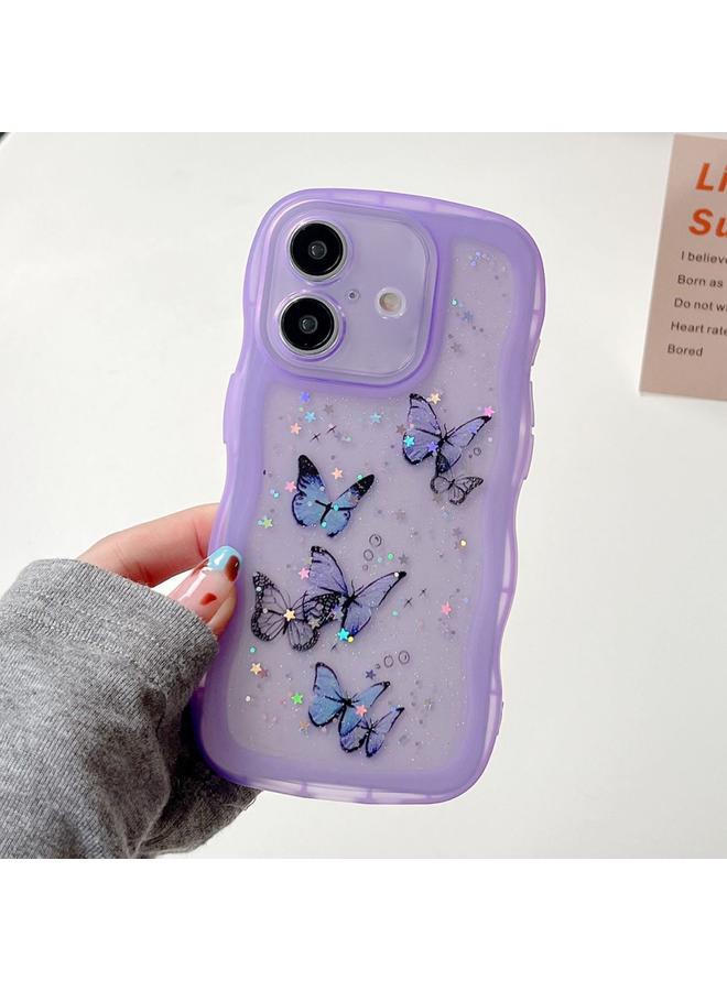 اس-توب جراب لهاتف iPhone 16 Plus، جراب هاتف هجين من مادة TPU بتصميم فراشة وحافة وامضة من الكمبيوتر الشخصي - Image 1