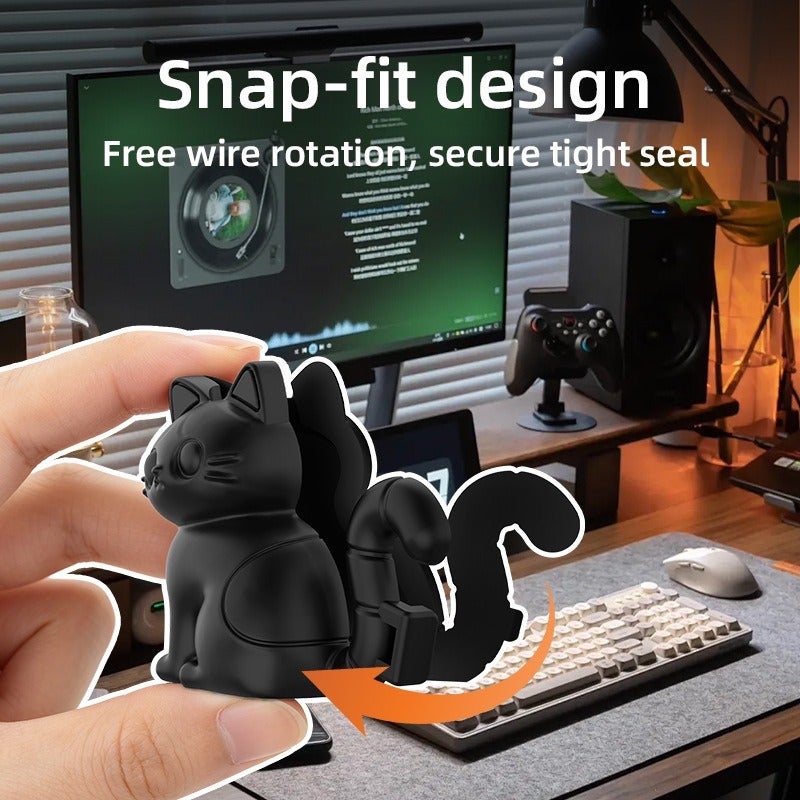 Cross-Border New Cute Cat Cartoon Cable Organizer, Punch-Free Desktop Wire Storage - Image 2
