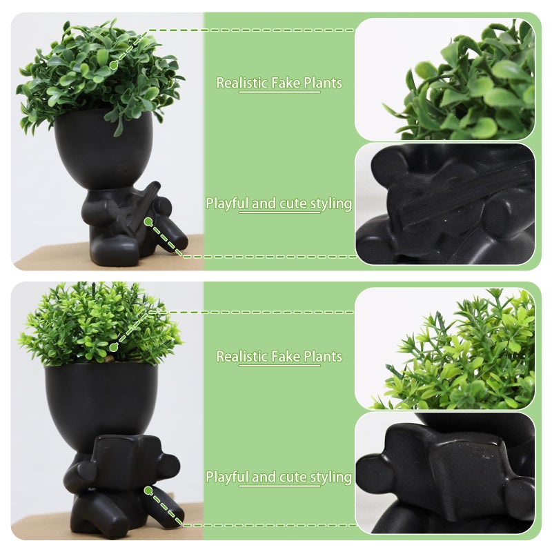 Zerzsy Small Artificial Succulents Potted Plants  Faux Succulents Desk Decoration  Fake Plants Wall Decor for Girls Gift  Home Office Bookshelf Decor - Set of 1 - Image 2