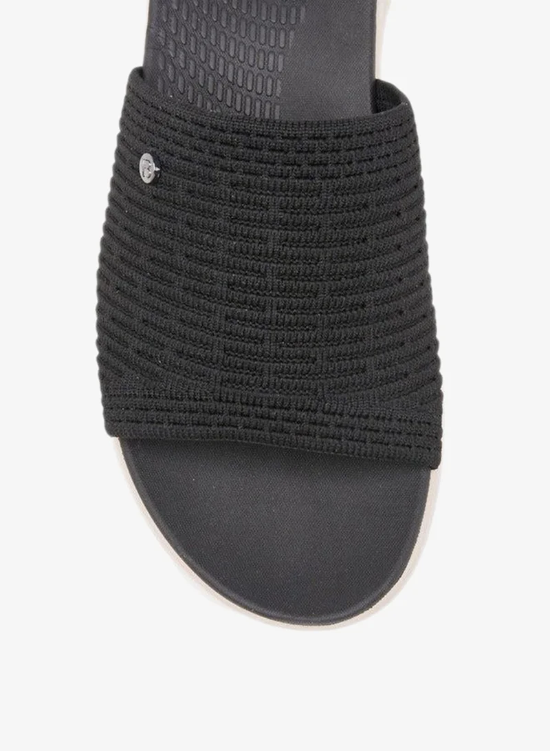 Flora Bella By Shoexpress BLACK Floral Bella Textured Slip-On Sandals for Women | Best Price UAE