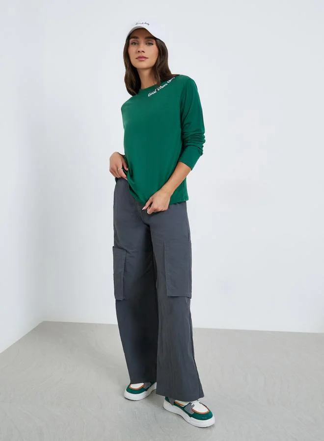 Styli Women Slogan Print Regular Fit T-Shirt