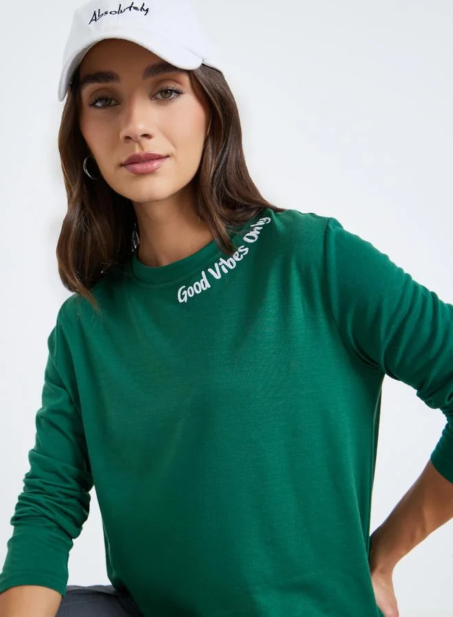 Women Slogan Print Regular Fit T-Shirt