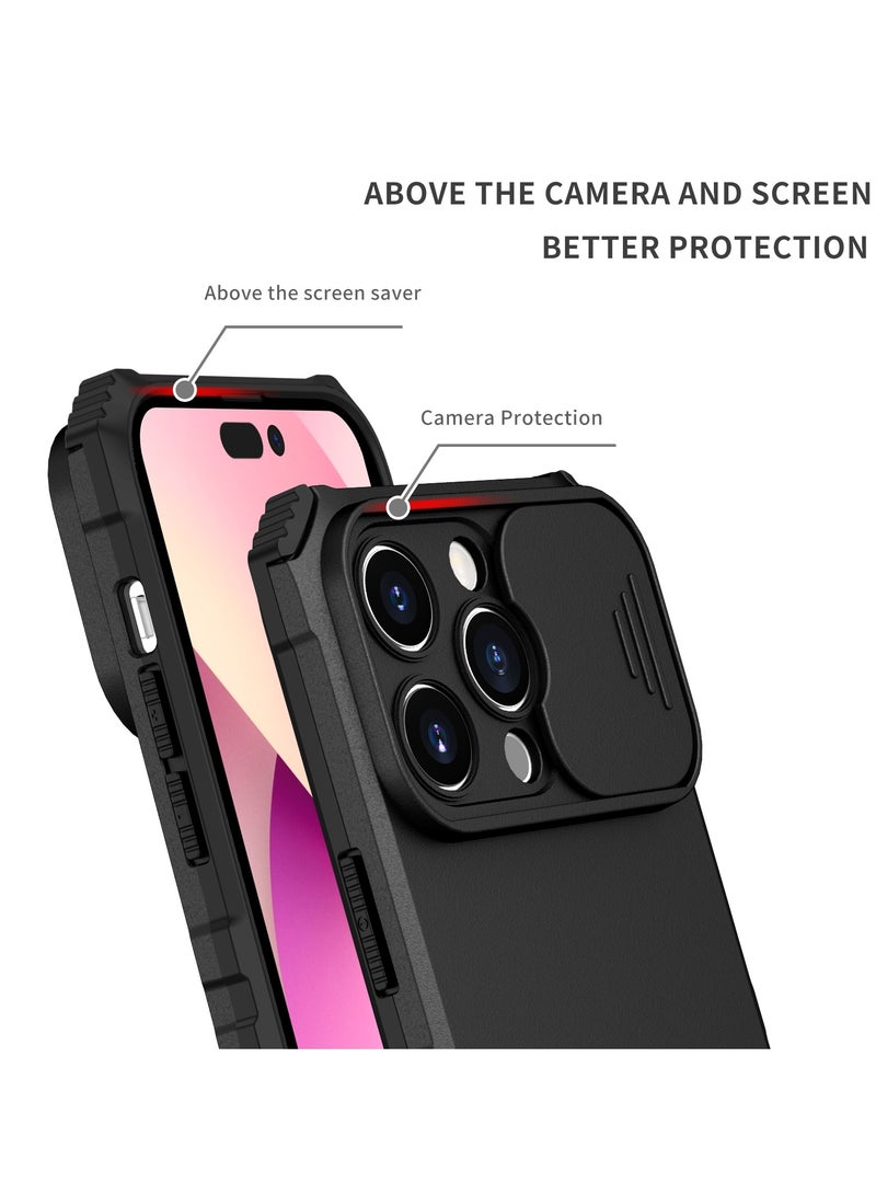Iphone 14 Pro Black Mobile Phone Case Cover, Innovative Telescopic Bracket, Sliding Protection Camera Window, Bumper Shockproof Phone Back Cover  - Image 3