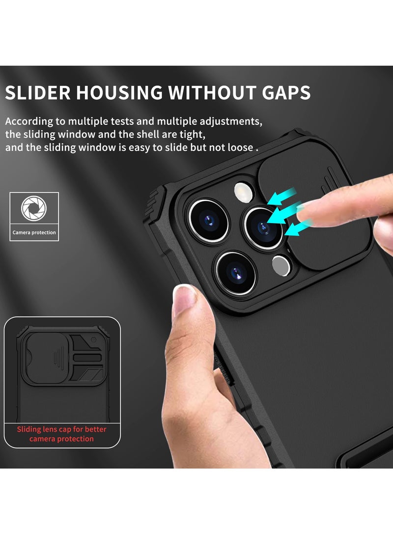 Iphone 14 Pro Black Mobile Phone Case Cover, Innovative Telescopic Bracket, Sliding Protection Camera Window, Bumper Shockproof Phone Back Cover  - Image 5