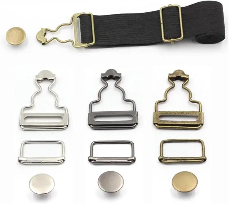 Overall Buckles Replacement 20Pcs/Set Suspenders Buckle Fastener Rivets Brace Clips Metal Button Overalls Jeans Pants - Image 2