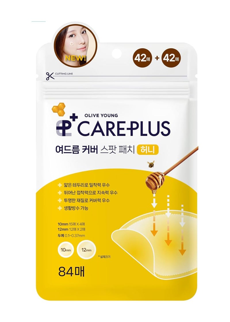 OLIVE YOUNG OLIVE YOUNG Care Plus Honey Scar Cover Korean Spot Pimple Patches 1PACK 84Count  Hydrocolloid Patch Spot Stickers for Acne Pimple and Zits Contains Manuka Honey 