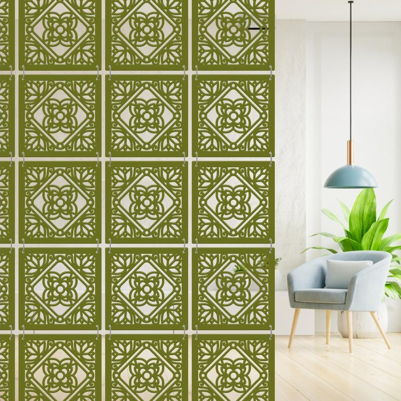 Olive Tree Olive Tree 12Pcs Hanging Room Divider Panel Modern Hanging Screen Partition for Home Decoration Living Room 115 x 115 12 PanelsOTD9095  - Image 1