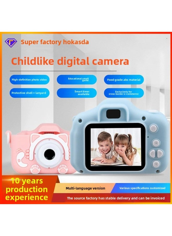 Generic HD Mini Children's Camera Educational Toy Digital Camera Cartoon Digital Small SLR Sports Camera Toy-Body Color:Single Lens Blue (without Silicone Sleeve)  - Image 2