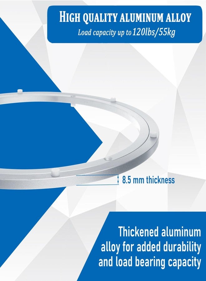 Acrux7 2 Pack 12 Inch Lazy Susan Hardware, Heavy Duty Lazy Susan Turntable Bearing Aluminum Swivel Plate, Metal Rotating Base for Dining Table, Kitchen, Workbench (Silver) - Image 5
