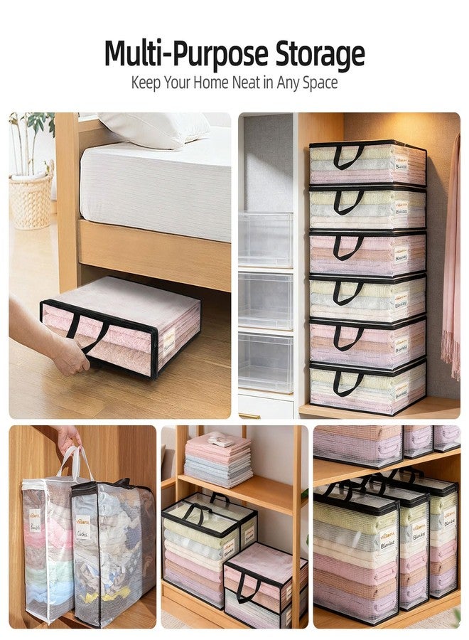 Vieshful 6 Pack Clear Storage Bags for Clothes, 17.7" × 14.96" × 5.1" Clear PVC Mesh Clothing Organizers with Zipper for Blankets, Clothes, Bedding, Sweater, Toys & Closet Storage, 22L Black - Image 4