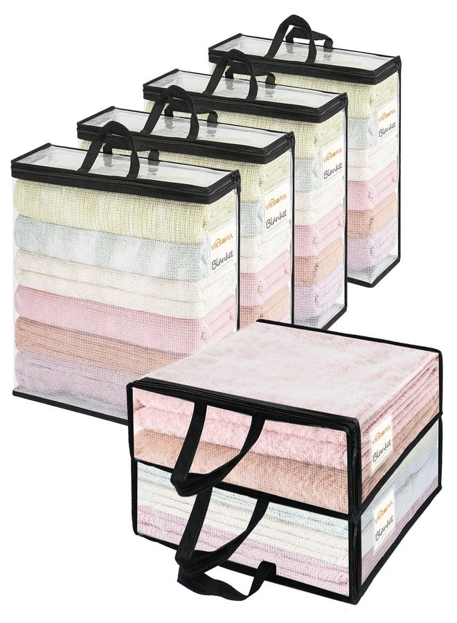 Vieshful 6 Pack Clear Storage Bags for Clothes, 17.7" × 14.96" × 5.1" Clear PVC Mesh Clothing Organizers with Zipper for Blankets, Clothes, Bedding, Sweater, Toys & Closet Storage, 22L Black - Image 1