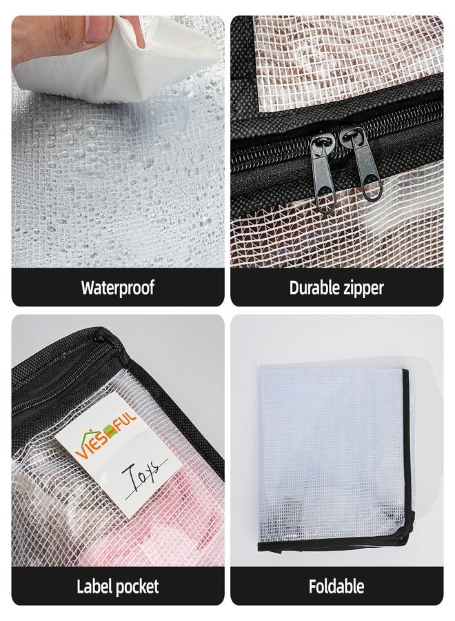 Vieshful 6 Pack Clear Storage Bags for Clothes, 17.7" × 14.96" × 5.1" Clear PVC Mesh Clothing Organizers with Zipper for Blankets, Clothes, Bedding, Sweater, Toys & Closet Storage, 22L Black - Image 3