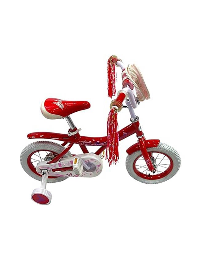 AL BADER Freestyle Kids Bike 12 Inch Bicycle for Girls Ages 3-6 Years, Red Color, With Trainig Wheels, White Air Tires, With Small Bag, Hand & Foot Brakes. - Image 1